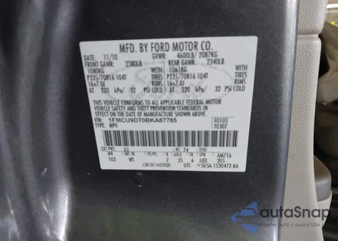 2011 Ford Escape Xlt from USA, damaged, VIN 1FMCU9D70BKA87785
